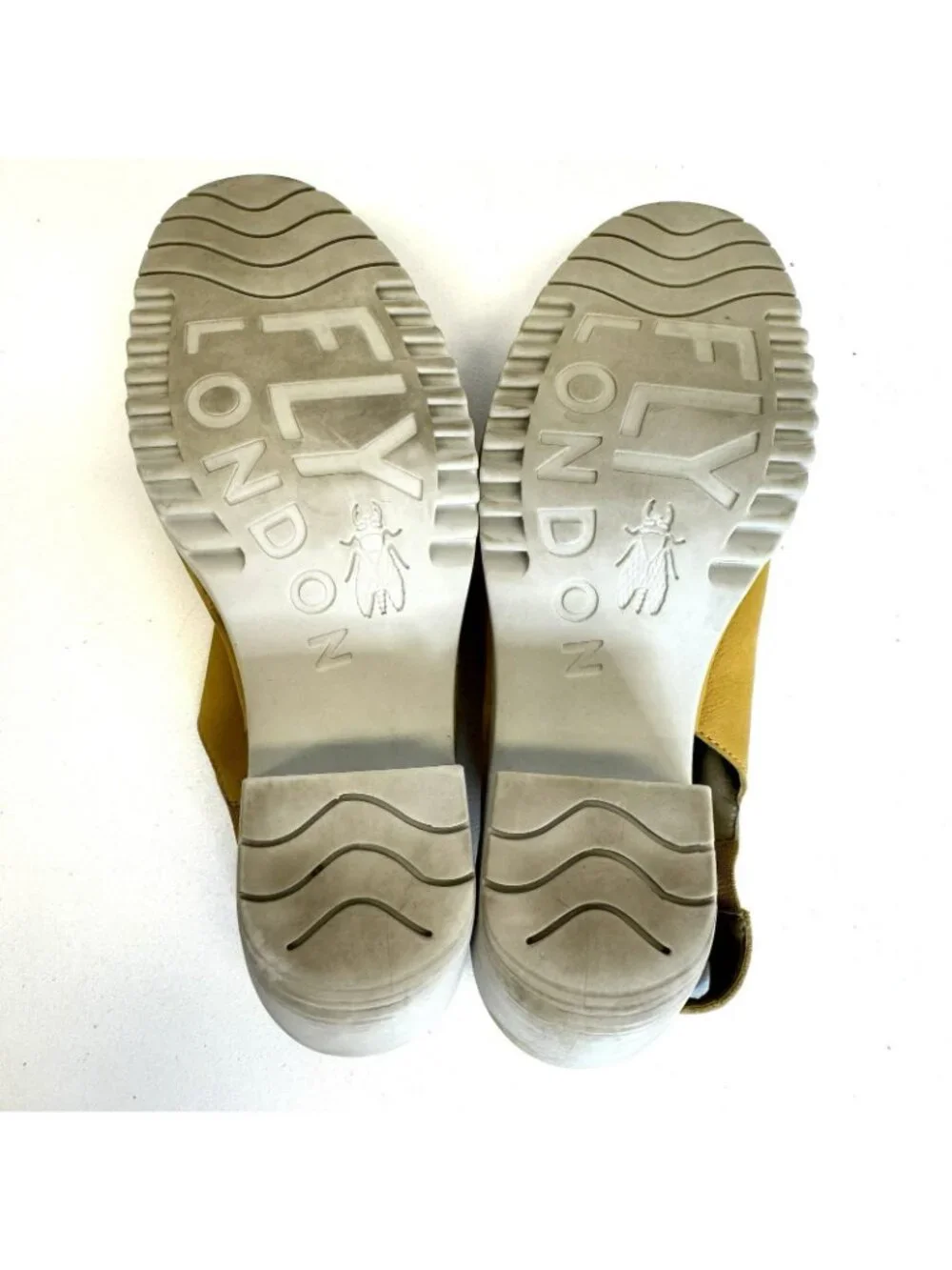 Fly London Leather Peep Toe Slingback Sandals Yellow Womens Size 38 (US 7.5)